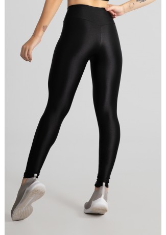 Calça Legging Tecido Platinado com Cós Triangular (Preto) | Ref: GO530-A