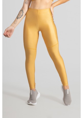 Calça Legging Tecido Platinado com Chapado (Ouro) | Ref: GO468-E