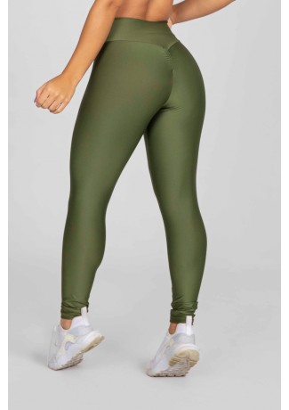 Calça Legging com Franzido Bumbum Up (Verde Militar) | Ref: K2879-E