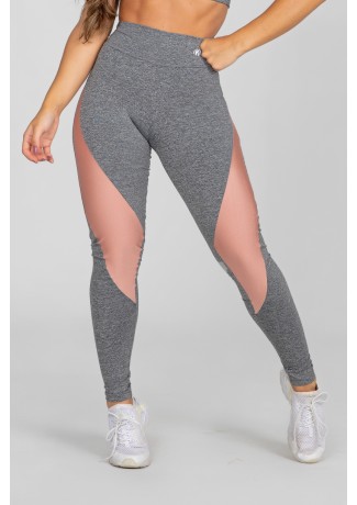 Calça Legging com Recorte Diagonal Tecido Platinado (Mescla / Rosê) | Ref: K2894-A