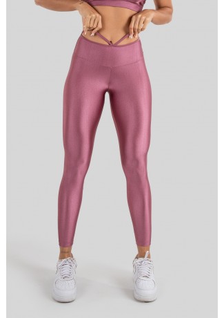 Calça Legging Tecido Platinado com Tiras no Cós (Rosa) | Ref: K3212-A