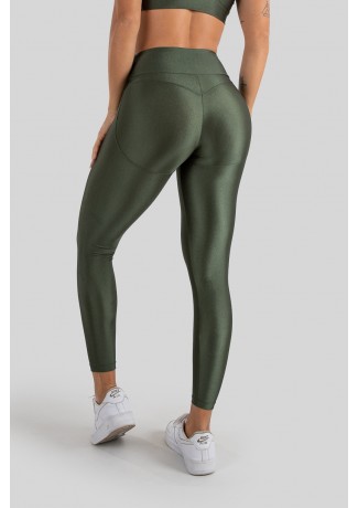 Calça Legging Tecido Platinado Levanta Bumbum (Verde Militar) | Ref: K3210-D