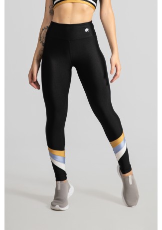 Calça Legging Tecido Platinado Três Cores (Preto / Ouro / Azul Claro / Branco) | Ref: GO531-A