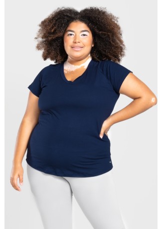 Camiseta Raglan Básica Plus Size (Azul Marinho) | Ref: KP3082-B
