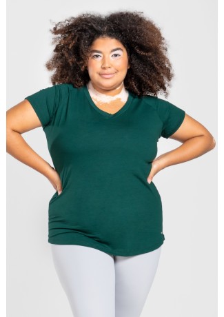 Camiseta Raglan Básica Plus Size (Verde Escuro) | Ref: KP3082-H