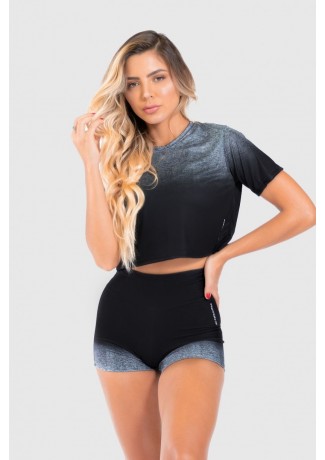 Cropped Fitness Soltinho Estampa Digital Gray Gradient | Ref: GO173