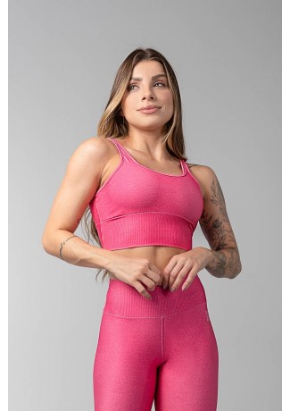 Cropped com Cós Largo Estampa Digital (Rosa Neon) | Ref: K3601-S