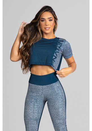 Cropped Fitness Soltinho Estampa Digital Double Merge | Ref: GO196