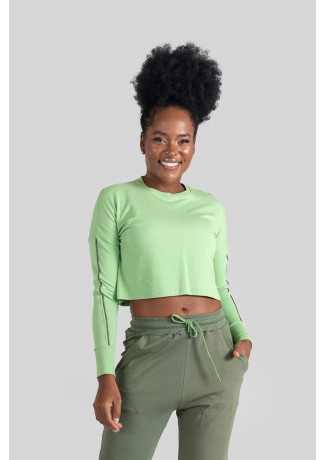 Cropped Manga Longa com Chapado (Verde / Verde Militar) | Ref: K3093-E