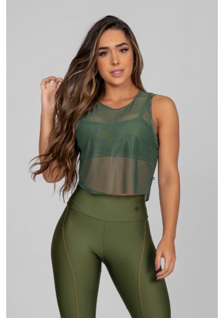 Cropped Soltinho de Tule (Verde Militar) | Ref: K2874-E