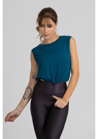 Cropped Viscolycra com Regulagem (Azul Petróleo) | Ref: GO412-E