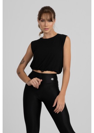 Cropped Viscolycra com Regulagem (Preto) | Ref: GO412-A