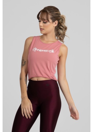 Cropped Viscolycra Curvo com Silk Floral Textured (Salmão) | Ref: GO397-D