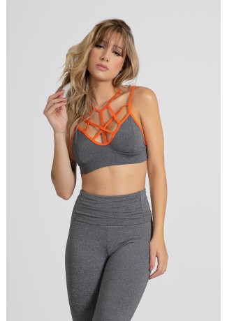 Top Mescla com Tiras Cruzadas (Laranja) | Ref: KS-F1755-001
