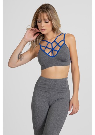 Top Mescla com Tiras Cruzadas (Azul Royal) | Ref: KS-F1755-003