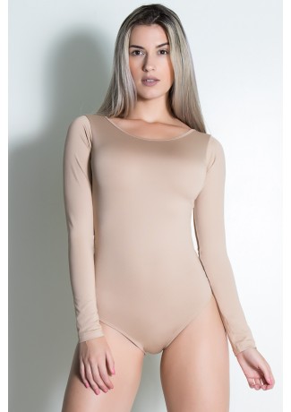Body com Manga e Detalhe Aberto nas Costas (Chocolate) | Ref: KS-F1772-001