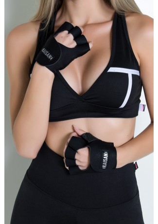 Luva para Academia Unissex (Preto) | Neoprene | Logo Refletiva Kaisan | (O Par) | Ref: KS-F48-001