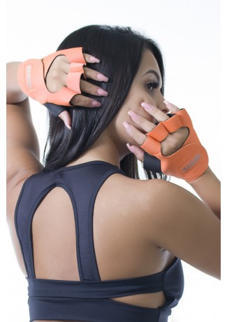 Luva para Academia Unissex (Laranja) | Neoprene | Logo Refletiva Kaisan | (O Par) | Ref: KS-F48-006