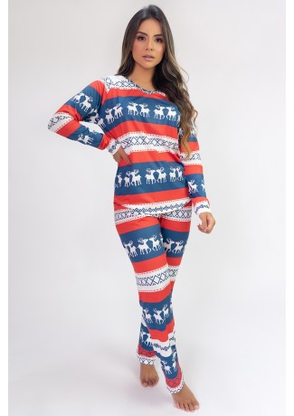 Pijama de Manga Longa Raglan Estampa Digital (Moose) | Ref: K2801