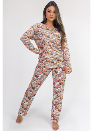 Pijama de Manga Longa Raglan Estampa Digital (Cartoon Dogs) | Ref: K2805