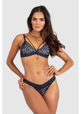 Conjunto Lingerie Emileny (Preto / Branco) | Ref: P03-13-E
