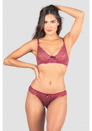 Conjunto Lingerie Esmeralda (Vinho) | Ref: P03-17-C
