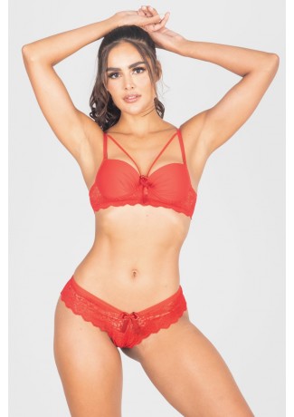 Conjunto Lingerie Morgana (Vermelho) | Ref: P03-18-B