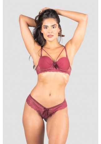 Conjunto Lingerie Morgana (Vinho) | Ref: P03-18-E