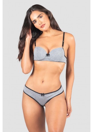 Conjunto Lingerie Mylena (Cinza / Preto) | Ref: P03-20-A