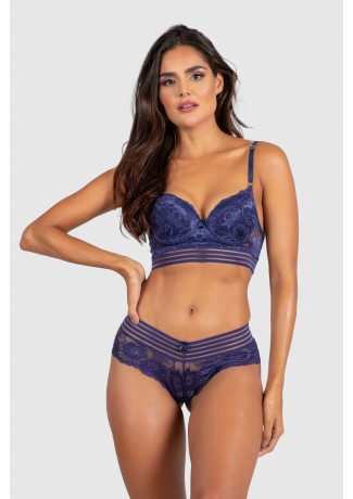 Conjunto Lingerie Perla (Azul Marinho) | Ref: P03-4-C