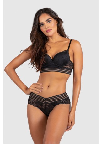 Conjunto Lingerie Perla (Preto) | Ref: P03-4-E