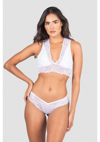 Conjunto Lingerie Patrícia de Renda (Branco) | Ref: P04-1-D