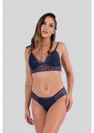 Conjunto Lingerie Manu (Azul Marinho) | Ref: P04-6-B