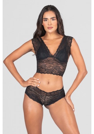 Conjunto Lingerie Cropped (Preto) | Ref: P04-7-B