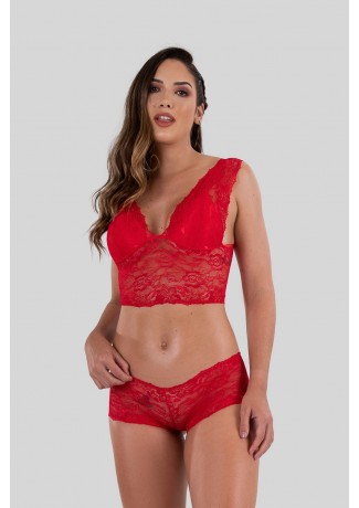 Conjunto Lingerie Cropped (Vermelho) | Ref: P04-7-C