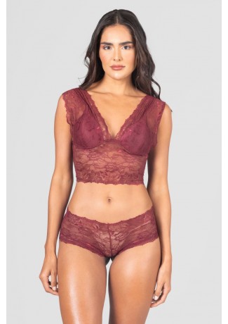 Conjunto Lingerie Cropped (Vinho) | Ref: P04-7-E