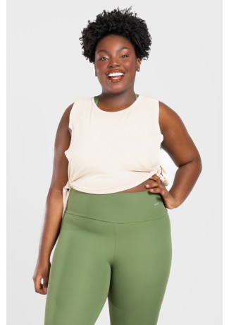 Regata com Nózinho Lateral Básica Plus Size (Bege) | Ref: KP3083-F