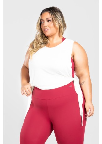 Regata com Nózinho Lateral Básica Plus Size (Off-White) | Ref: KP3083-G