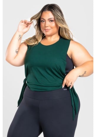 Regata com Nózinho Lateral Básica Plus Size (Verde Escuro) | Ref: KP3083-H