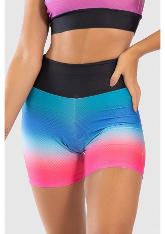 Short Fitness Meia Perna Estampa Digital Pink Blue Gradient | Ref: GO227