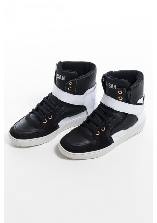 Sneaker Unissex Preto com Branco (Sola Branca) | Ref: KS-T34-002