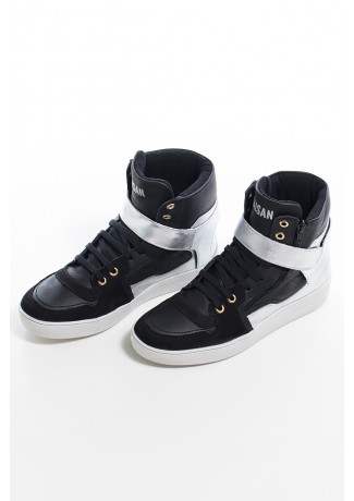 Sneaker Unissex Preto com Prata (Sola Branca) | Ref: KS-T35-002