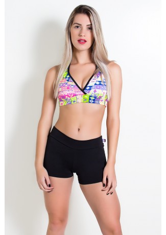 Top de Pescoço Estampado (Mosaico Fluorescente) | Ref: KS-F21-015