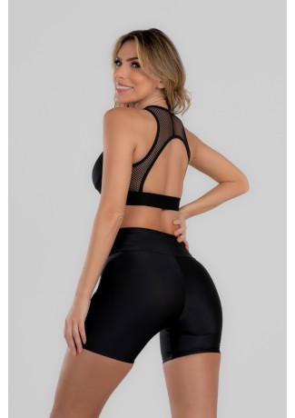 Top com Costas Meia Lua em Tela (Preto) | Ref: K2979-A
