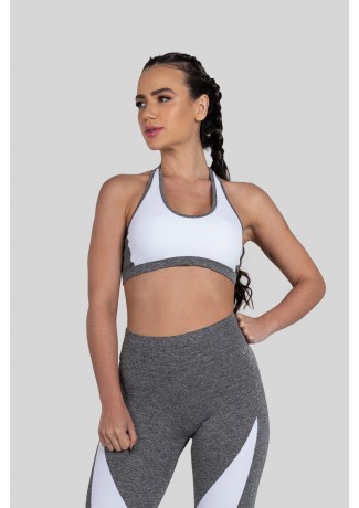 Top com Recorte (Cinza / Branco) | Ref: K3143-B