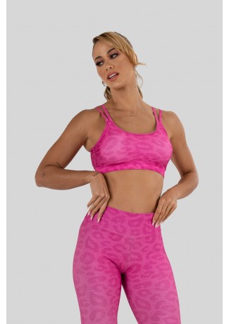 Top de Alcinha com Cós Estampa Digital (Pink Leopard) | Ref: K3236-B