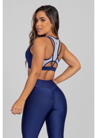 Top Duas Cores com Recorte no Ombro (Azul Marinho / Gelo) | Ref: K2887-D