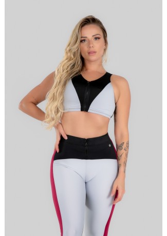 Top Duas Cores com Zíper (Preto / Branco) | Ref: K2968-A