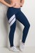 Calça Com Detalhe Em Diagonal E Cós De Elastico (Azul Marinho / Branco / Coral Tandy) | Ref: CAL421-003/002/021