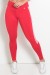 Legging com Cós em V e Listras (Vermelho / Branco) | Ref: F713-001